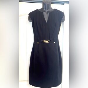 “Calvin Klein” Black Dress with Gold Buckle